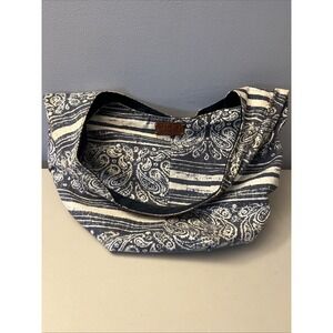 Lucky‎ Brand Purse Hobo Bag Blue Paisley Cotton Twill Shoulder Large Boho